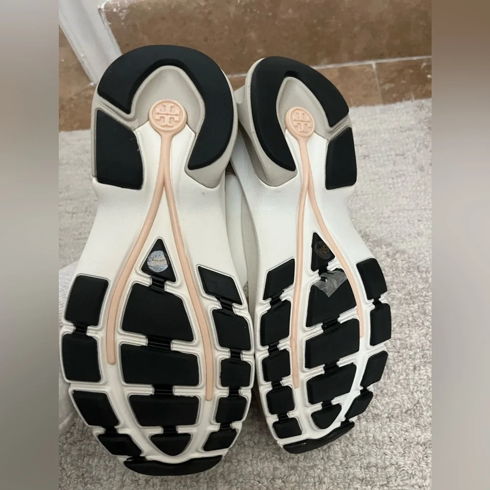 Tory Burch Cream and Taupe Platform Sneakers